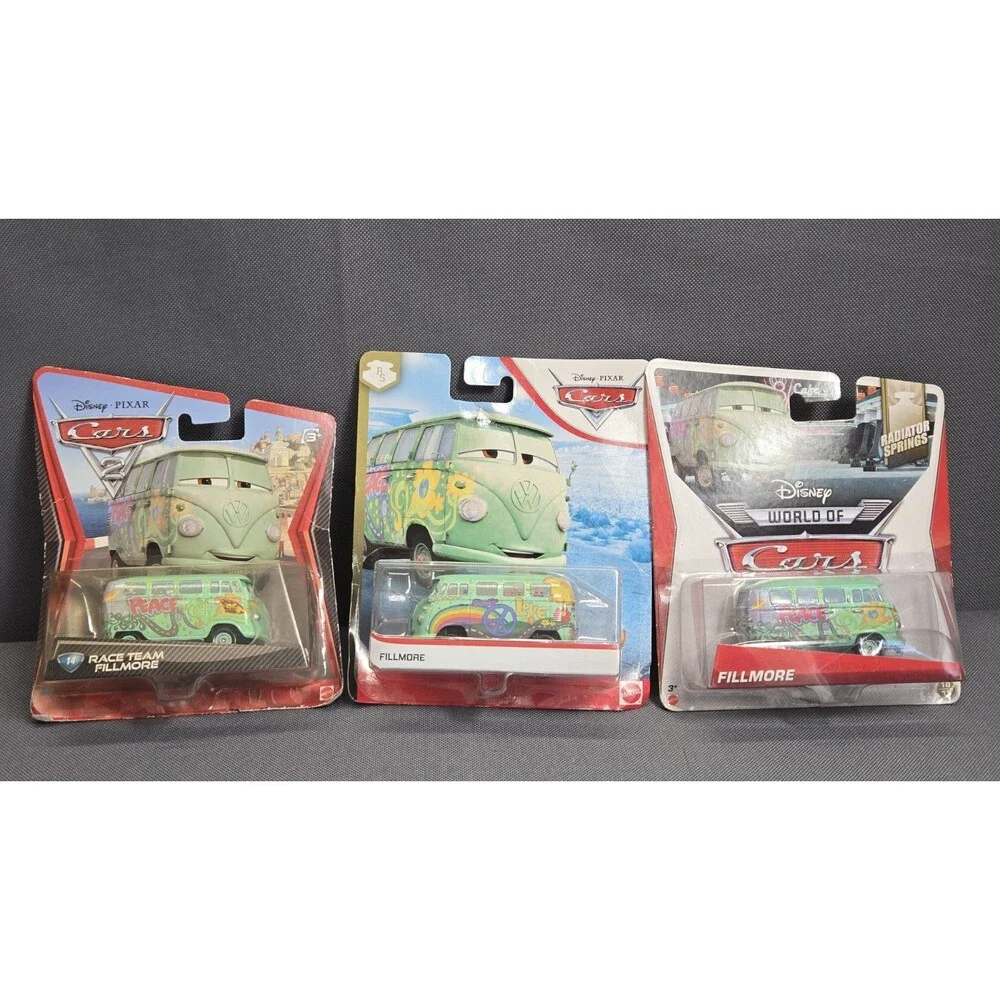 Disney Pixar Cars Fillmore Diecast Lot of 3 - Mattel 1:55 Race Team